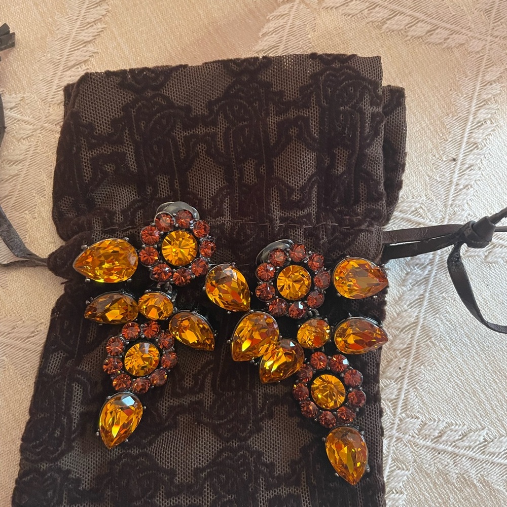 Roberto Cavalli Amber and Topaz Crystal Drop Earrings